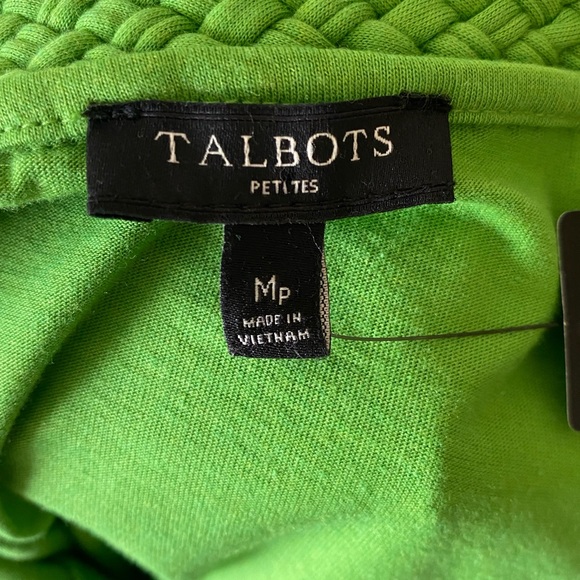 Talbots  MP Vibrant Green Braided crew neck Short Sleeve soft tee - Picture 6 of 8